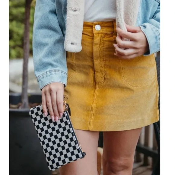 RE DONE 70s Pocket MiniSkirt Yellow Womens Size 29
